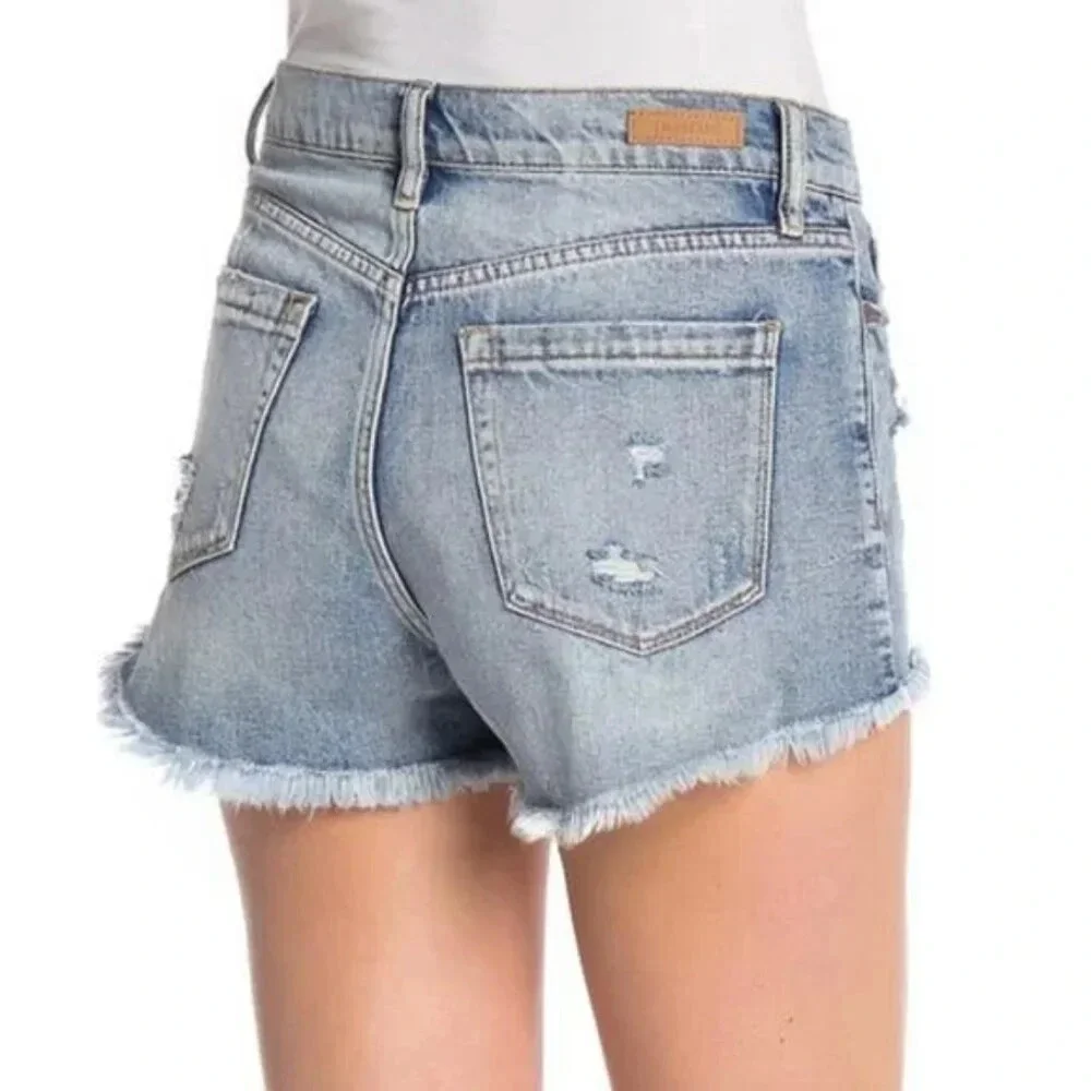 Nordstrom BLANKNYC high rise distressed denim shorts Hollyweird color - Picture 5 of 7
